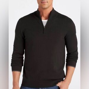 NEW Hawker Rye Men's Cashmere Cotton Quarter Zip Sweater Top Shirt - Black L